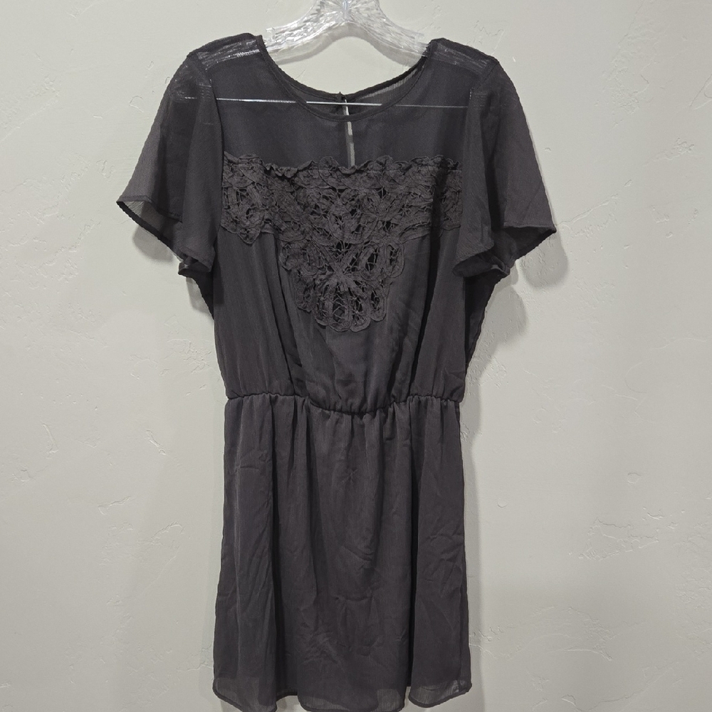 Maurices Gray Flutter Sleeve Dress